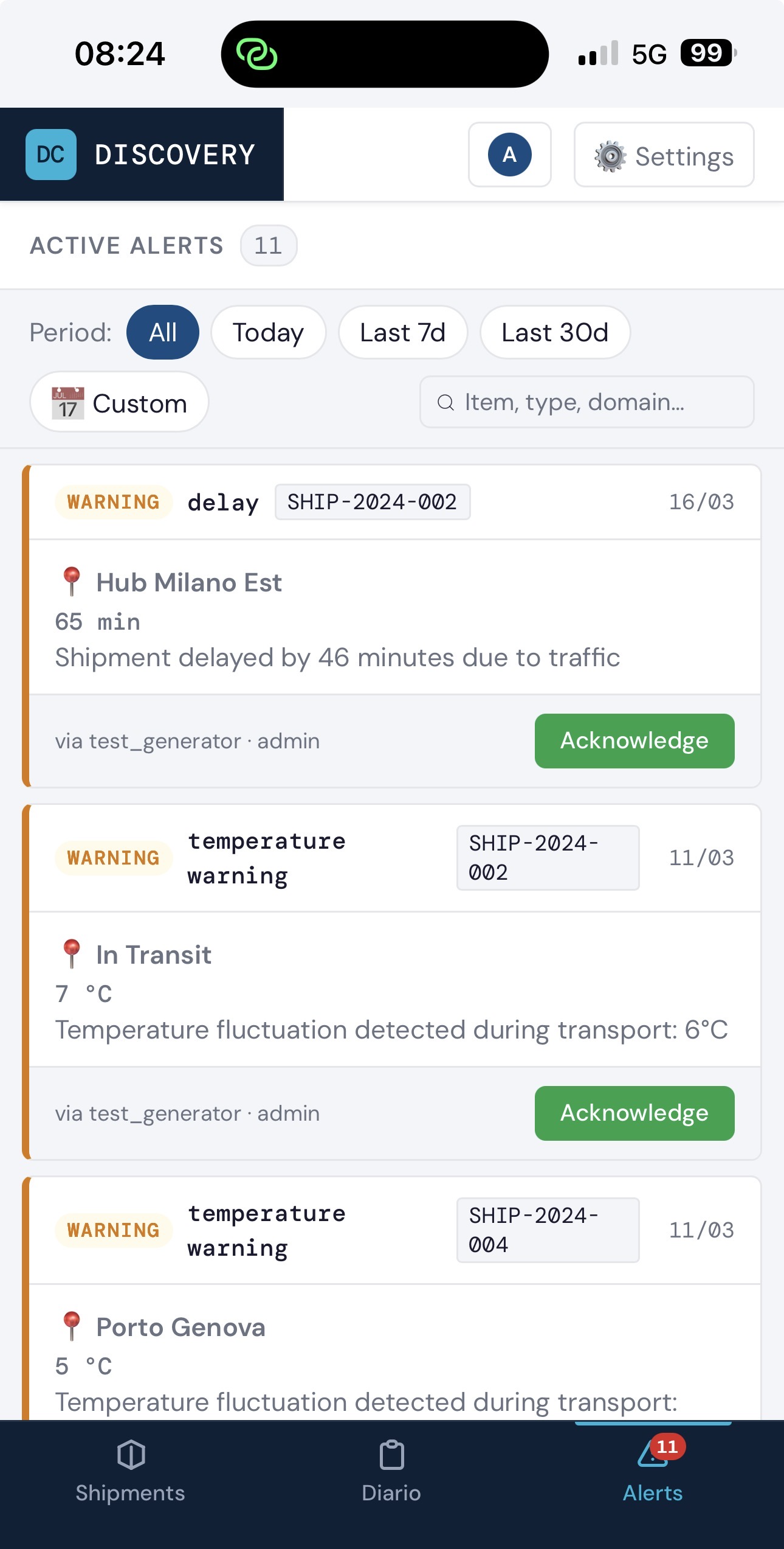 Discovery alerts